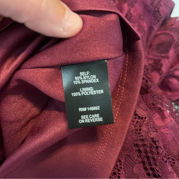 NWT Torrid Size 18 Special Occasion Burgundy Red Lace Off Shoulder Maxi Dress - Picture 12 of 14